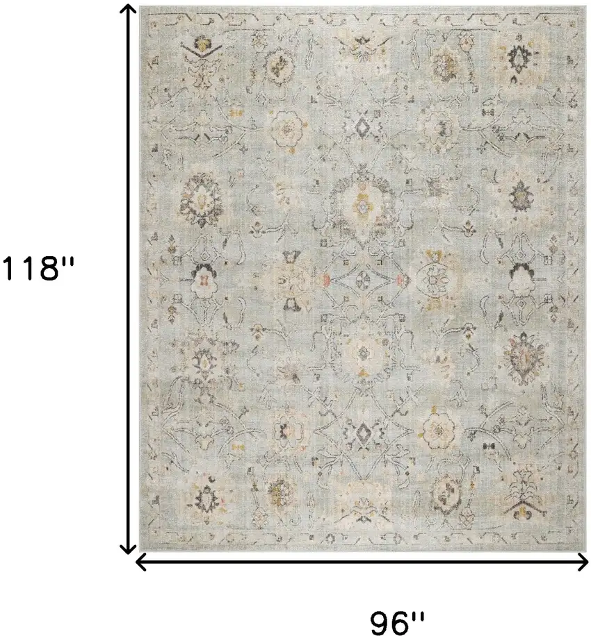 Green Floral Distressed Area Rug Photo 3