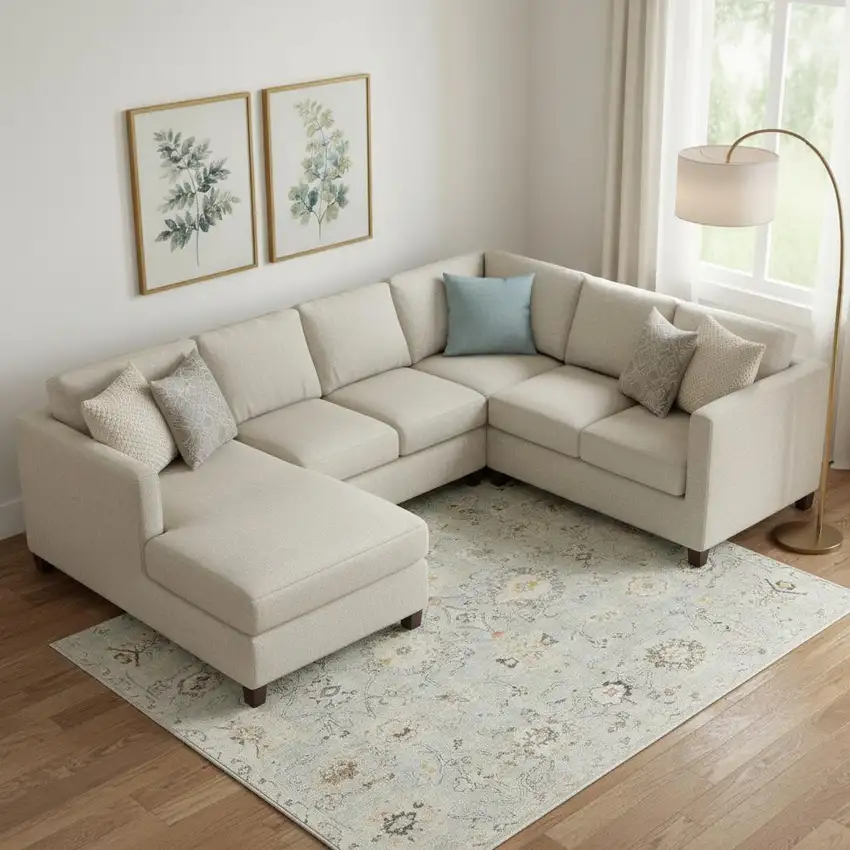 Green Floral Distressed Area Rug Photo 1