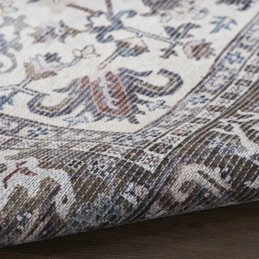 Green Floral Distressed Area Rug Photo 9