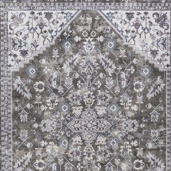 Green Floral Distressed Area Rug Photo 9