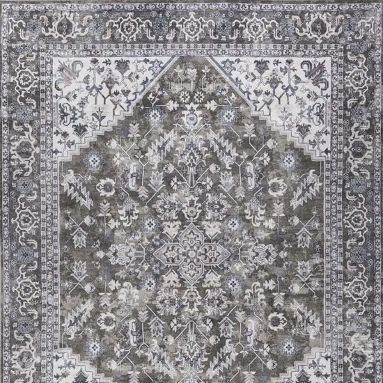 Green Floral Distressed Area Rug Photo 8