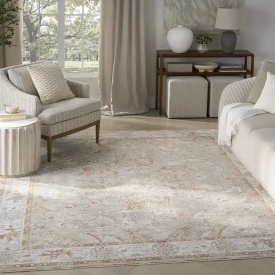 Green Floral Distressed Area Rug Photo 3