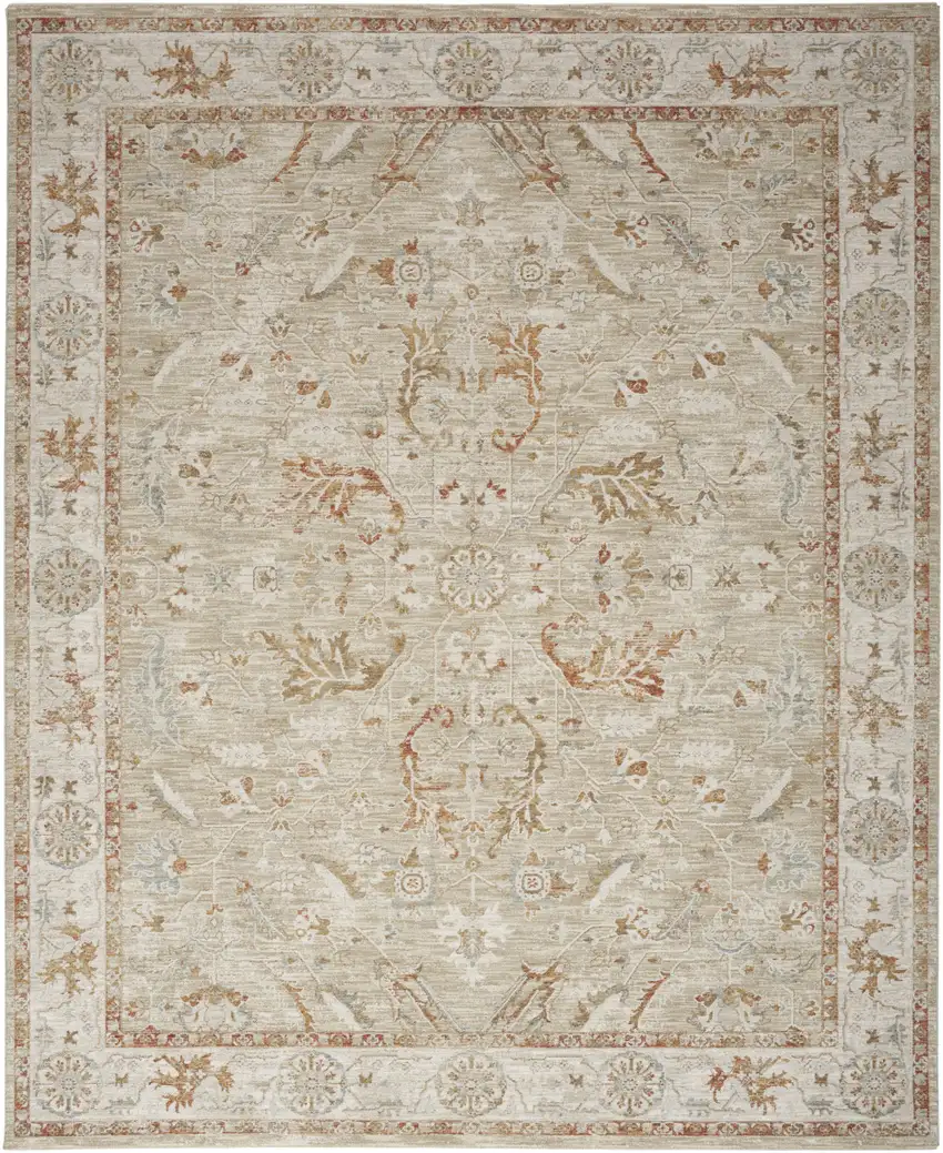 Green Floral Distressed Area Rug Photo 6