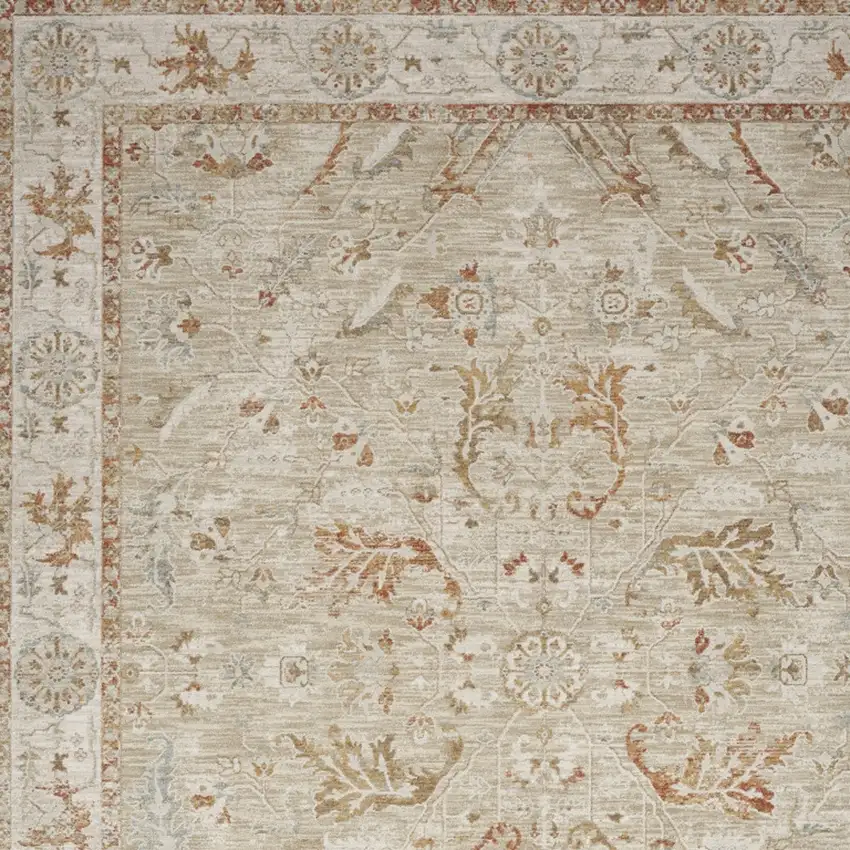 Green Floral Distressed Area Rug Photo 7