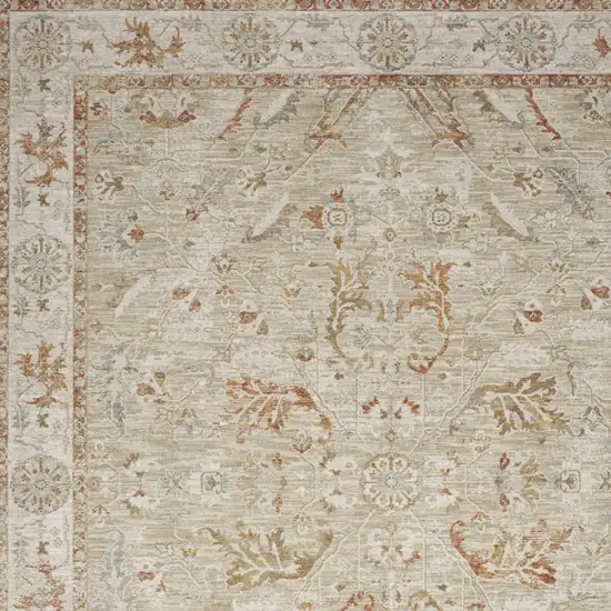 Green Floral Distressed Area Rug Photo 7
