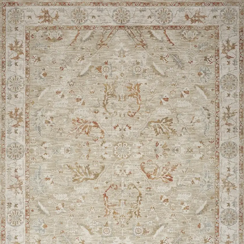 Green Floral Distressed Area Rug Photo 8