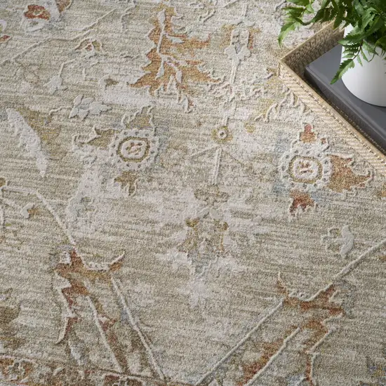 Green Floral Distressed Area Rug Photo 4