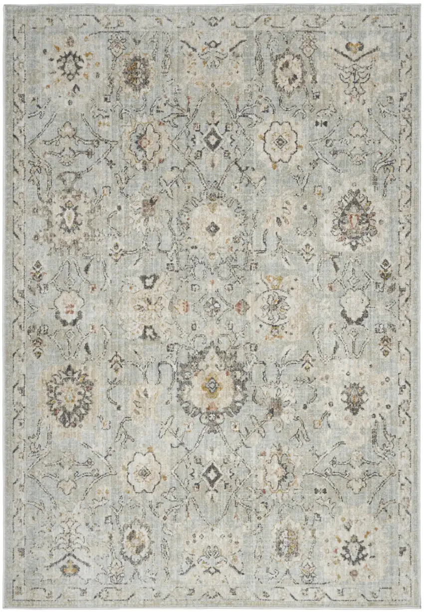 Green Floral Distressed Area Rug Photo 7