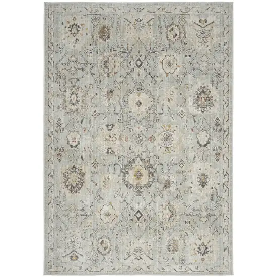Green Floral Distressed Area Rug Photo 7