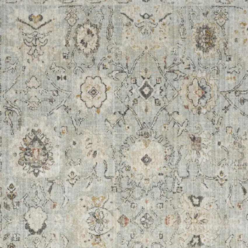 Green Floral Distressed Area Rug Photo 8
