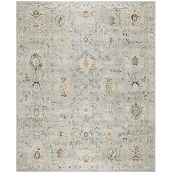 Green Floral Distressed Area Rug Photo 7