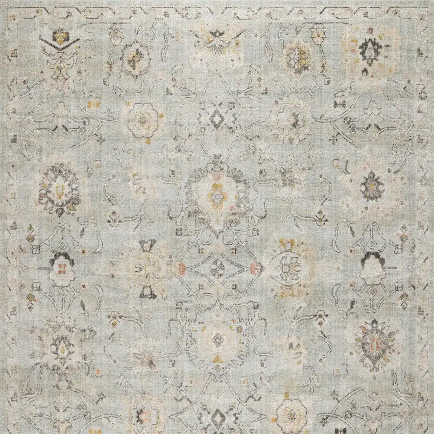 Green Floral Distressed Area Rug Photo 9