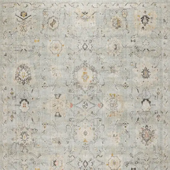 Green Floral Distressed Area Rug Photo 9