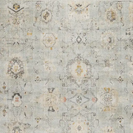 Green Floral Distressed Area Rug Photo 8