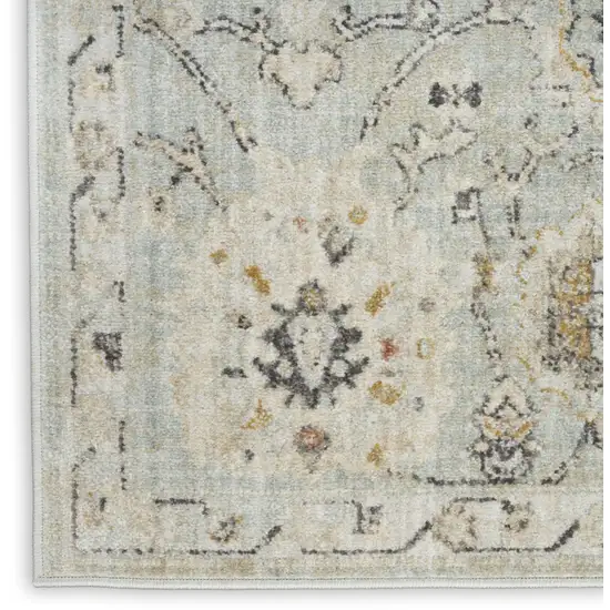 Green Floral Distressed Area Rug Photo 8