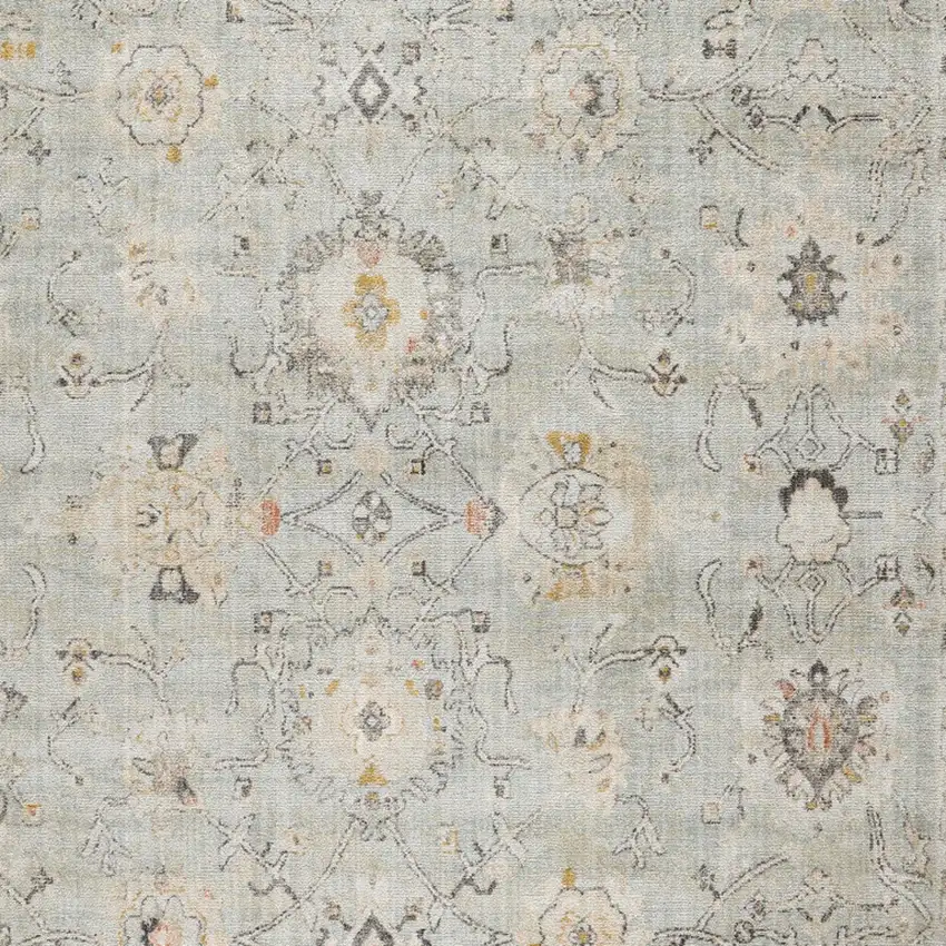 Green Floral Distressed Area Rug Photo 8