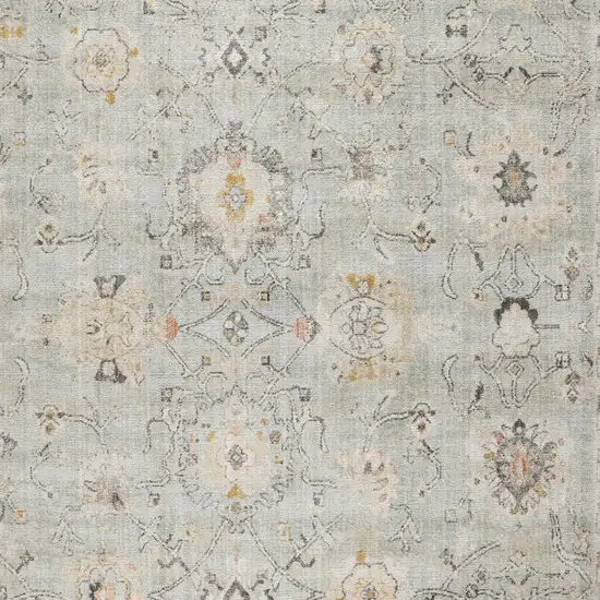 Green Floral Distressed Area Rug Photo 8