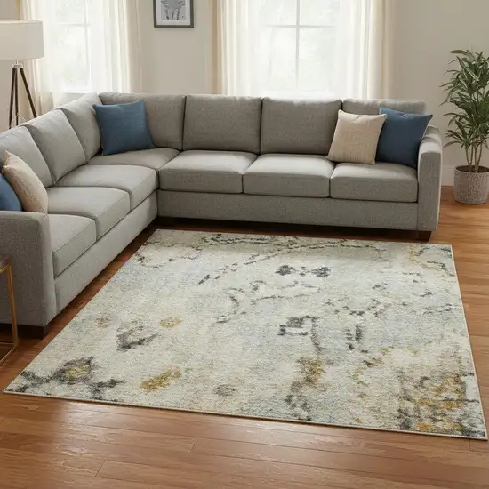 Green Floral Distressed Area Rug Photo 1