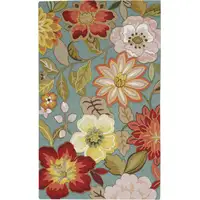 Photo of Green Floral Hand Hooked Handmade Area Rug