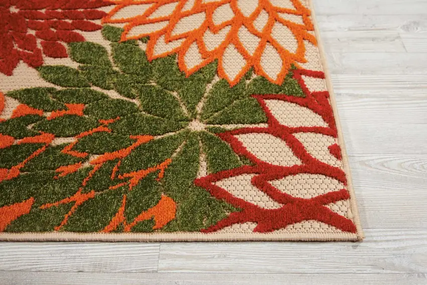 Green Floral Indoor Outdoor Area Rug Photo 7