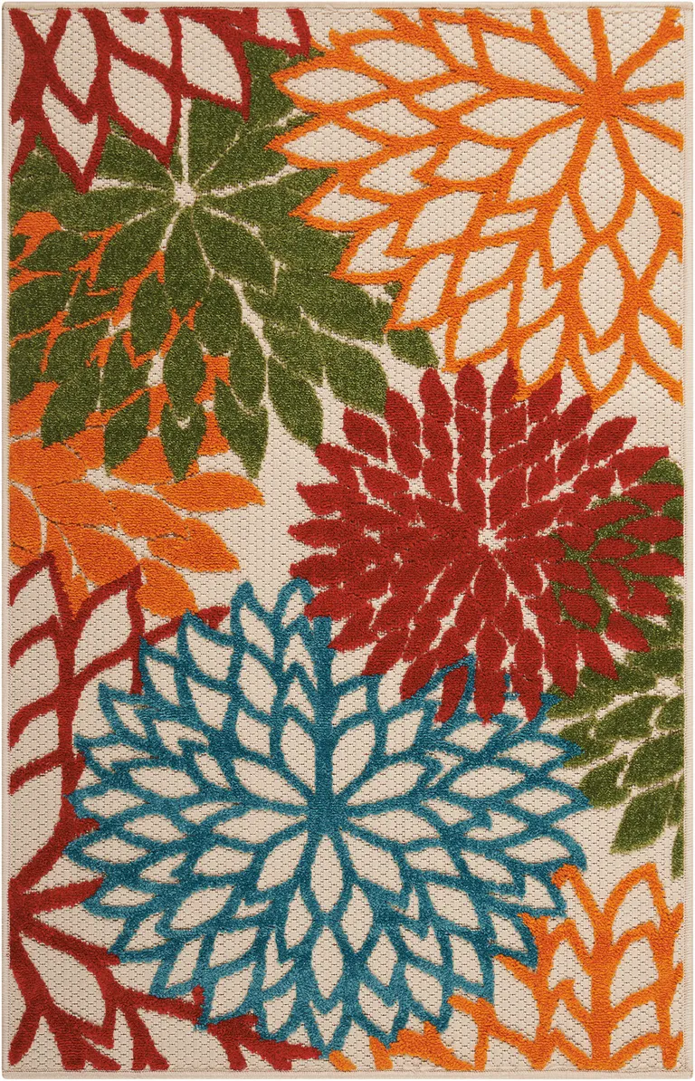 Green Floral Indoor Outdoor Area Rug Photo 5