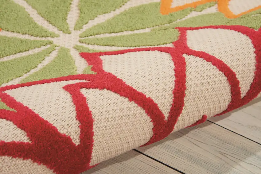 Green And Ivory Floral Indoor Outdoor Area Rug Photo 4