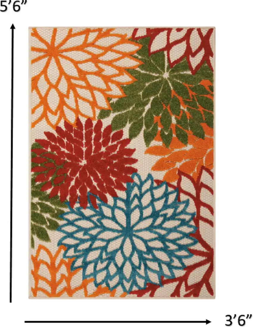 Green And Ivory Floral Indoor Outdoor Area Rug Photo 3