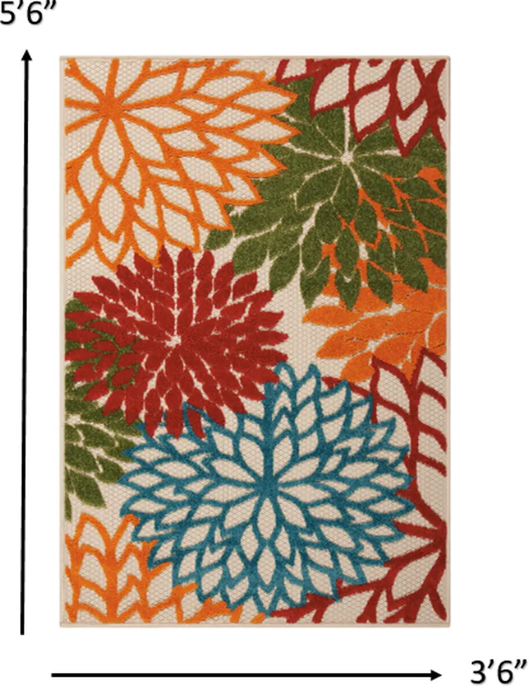 Green Floral Indoor Outdoor Area Rug Photo 3