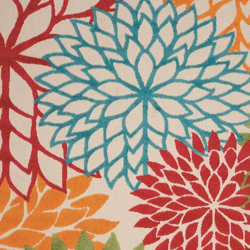 Green And Ivory Floral Indoor Outdoor Area Rug Photo 3