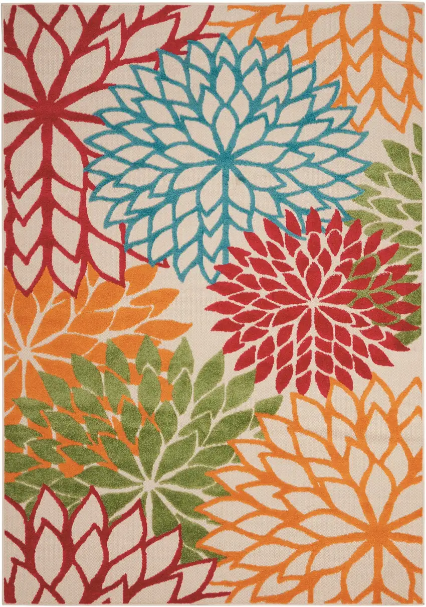 Green And Ivory Floral Indoor Outdoor Area Rug Photo 7