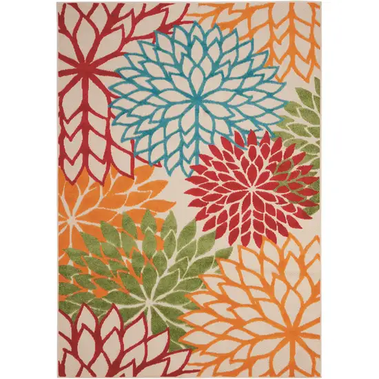 Green And Ivory Floral Indoor Outdoor Area Rug Photo 7