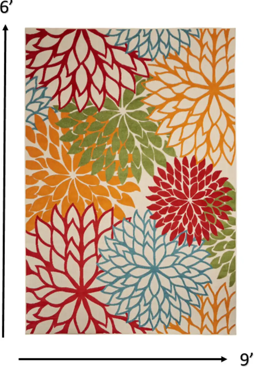 Green Floral Indoor Outdoor Area Rug Photo 4