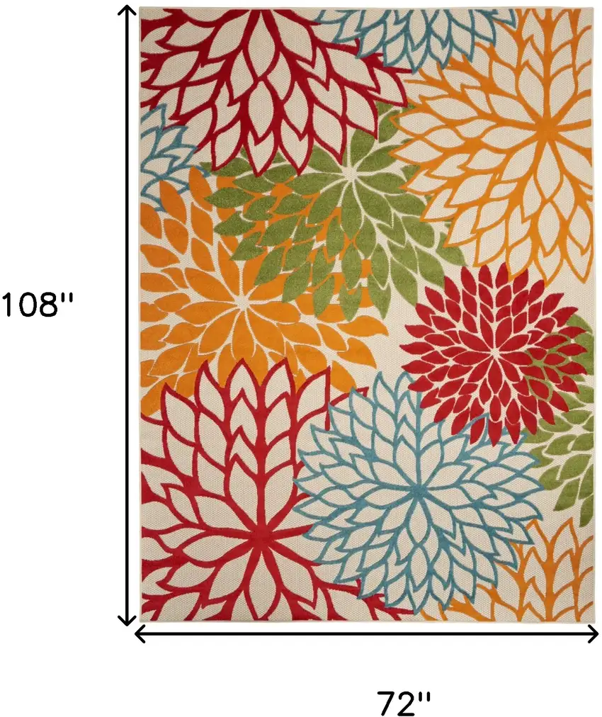Green And Ivory Floral Indoor Outdoor Area Rug Photo 9