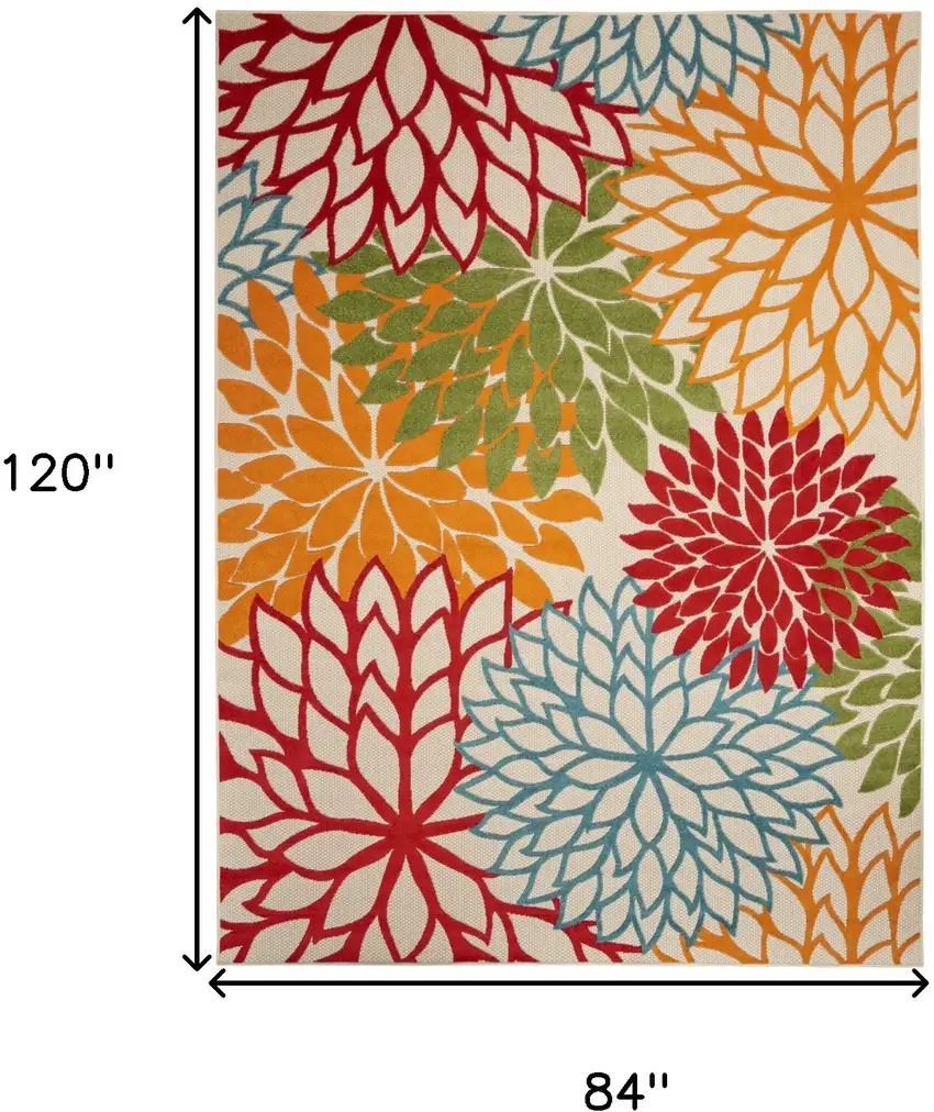 Green And Ivory Floral Indoor Outdoor Area Rug Photo 9