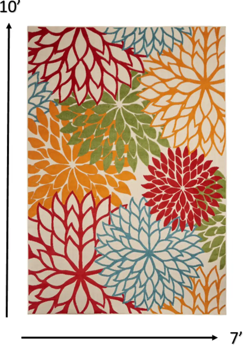 Green And Ivory Floral Indoor Outdoor Area Rug Photo 8
