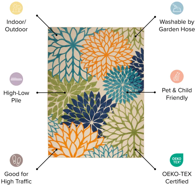 Green Floral Indoor Outdoor Area Rug Photo 4