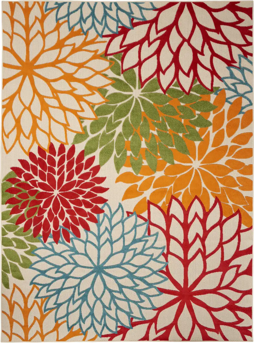Green And Ivory Floral Indoor Outdoor Area Rug Photo 5