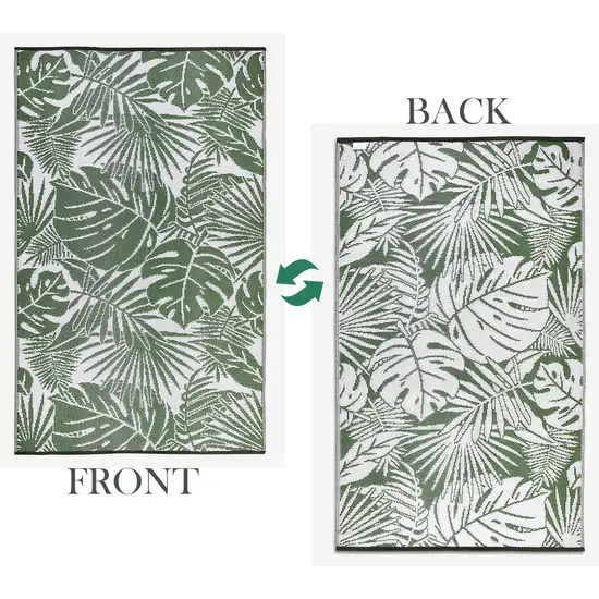 Green Floral Indoor Outdoor Area Rug Photo 7