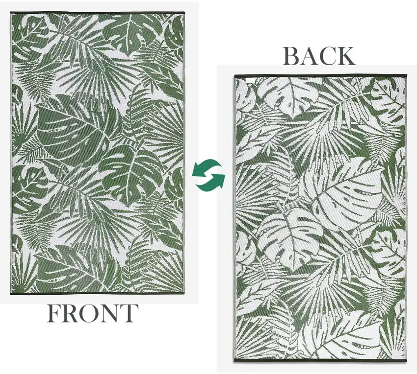 Green Floral Indoor Outdoor Area Rug Photo 7