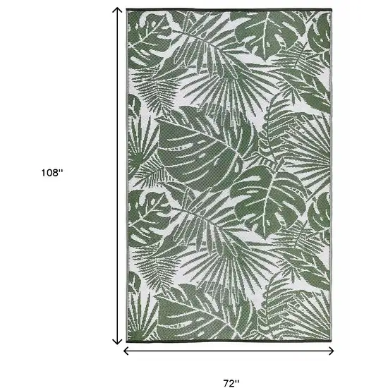 Green Floral Indoor Outdoor Area Rug Photo 3