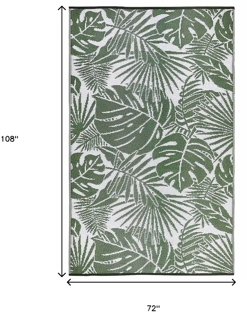 Green Floral Indoor Outdoor Area Rug Photo 3