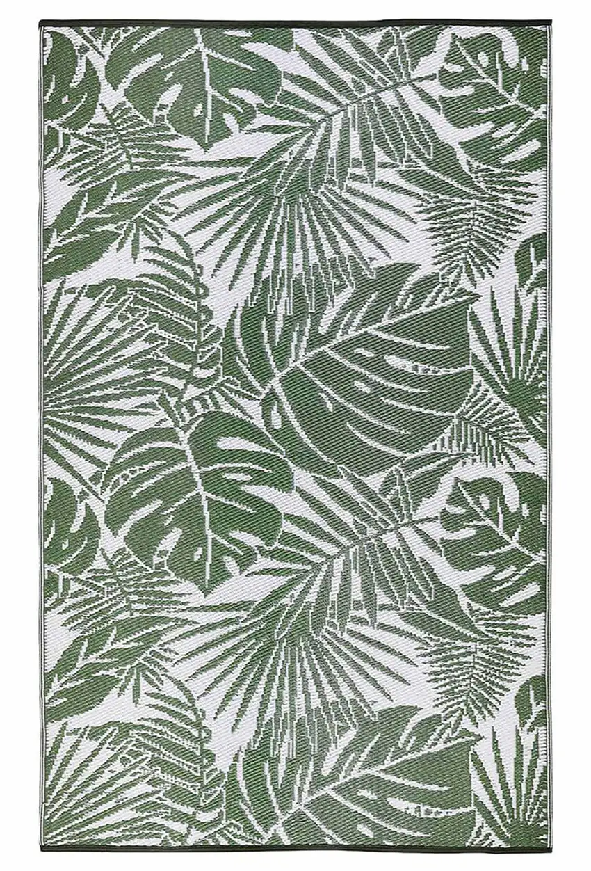 Green Floral Indoor Outdoor Area Rug Photo 5