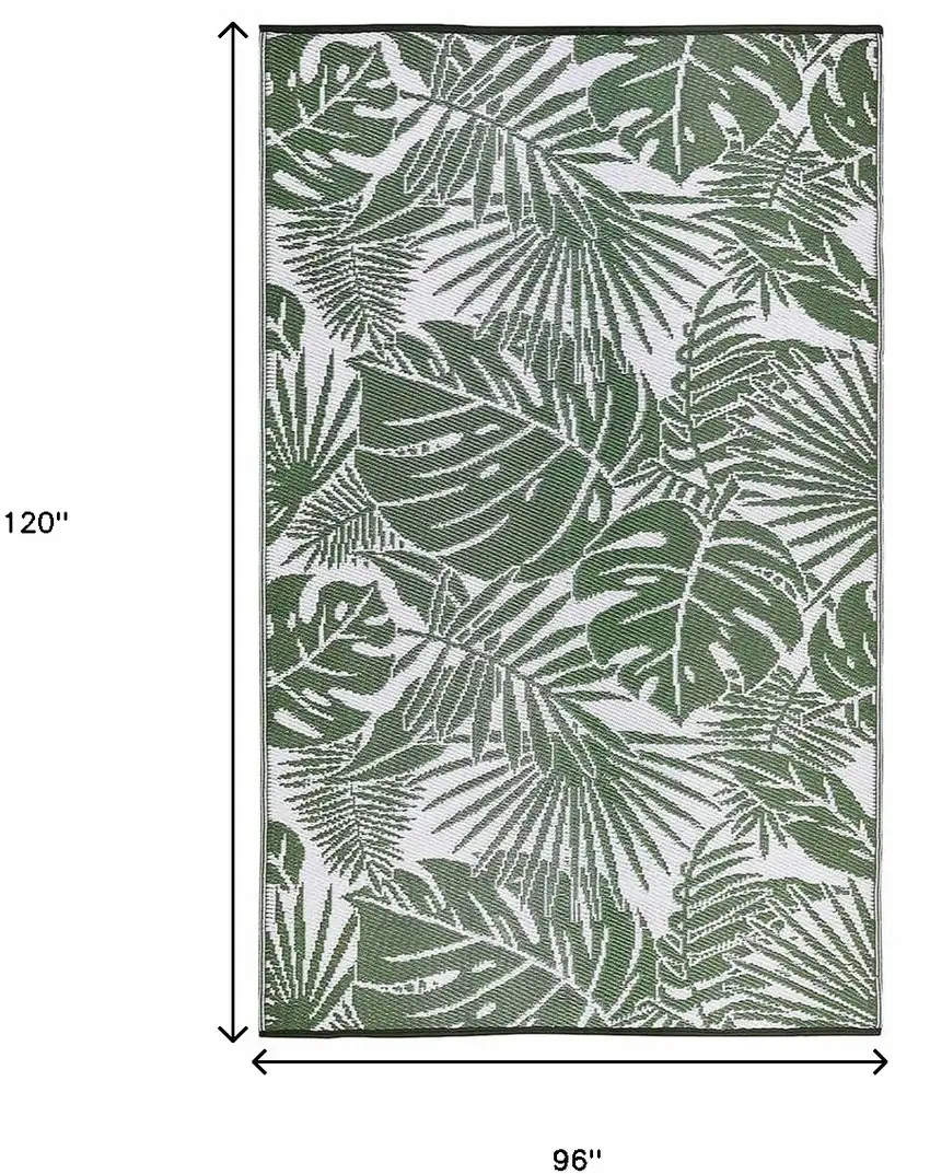 Green Floral Indoor Outdoor Area Rug Photo 3