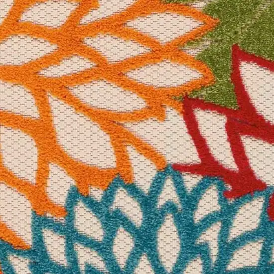Green Floral Indoor Outdoor Runner Rug Photo 3