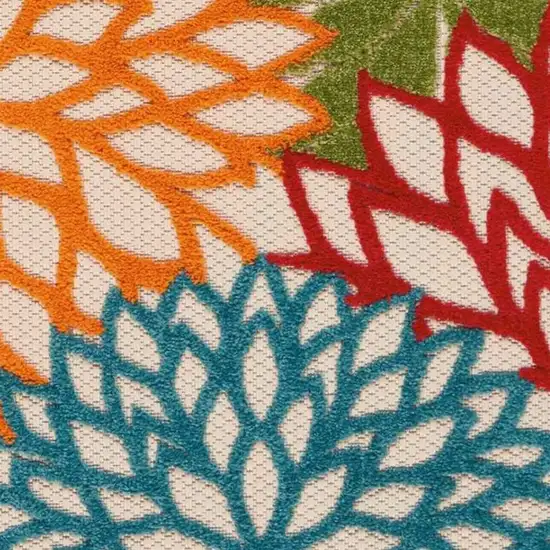 Green Floral Indoor Outdoor Runner Rug Photo 4