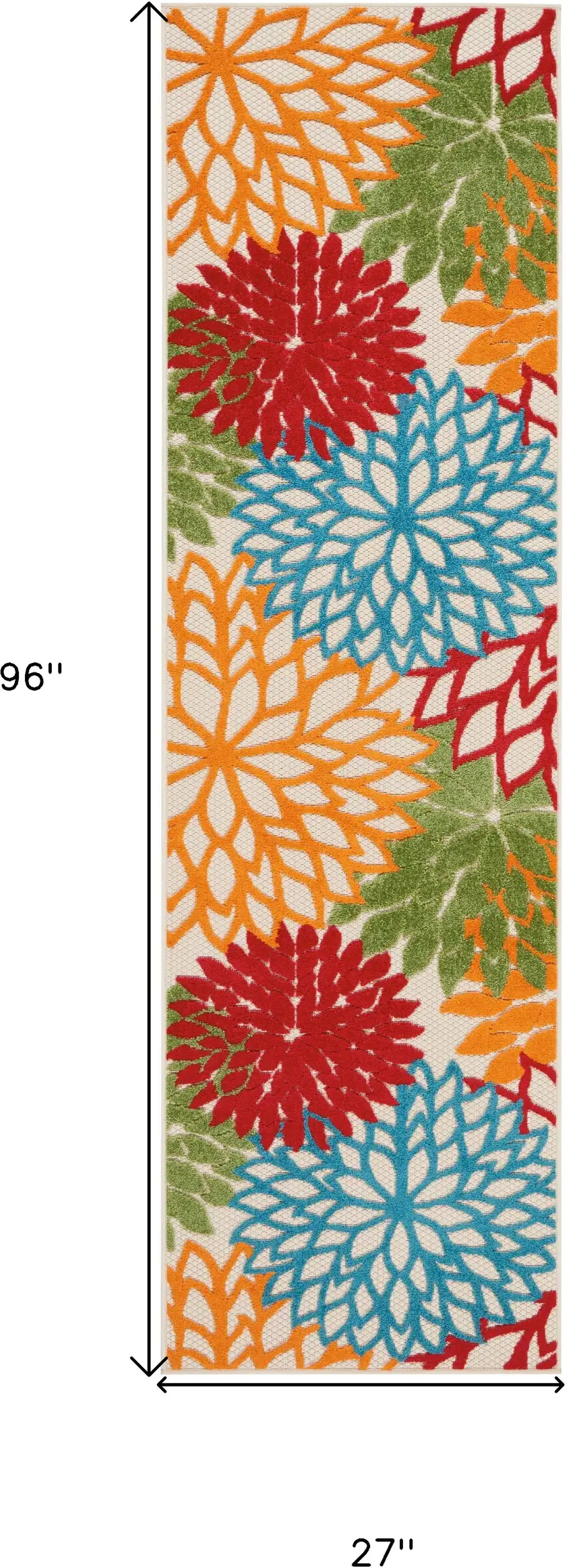 Green And Ivory Floral Indoor Outdoor Area Rug Photo 8