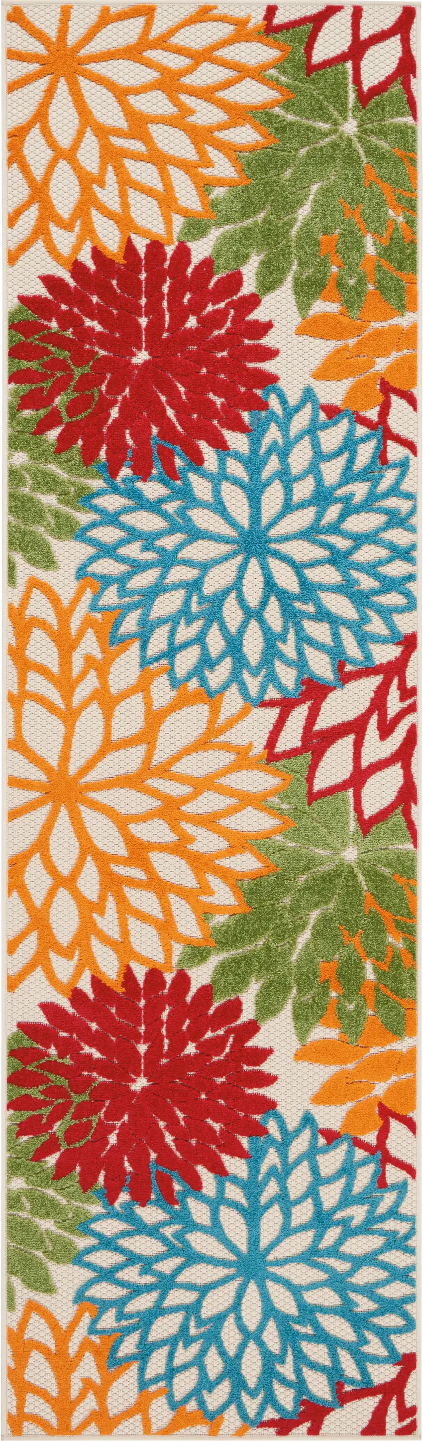 Green And Ivory Floral Indoor Outdoor Area Rug Photo 1