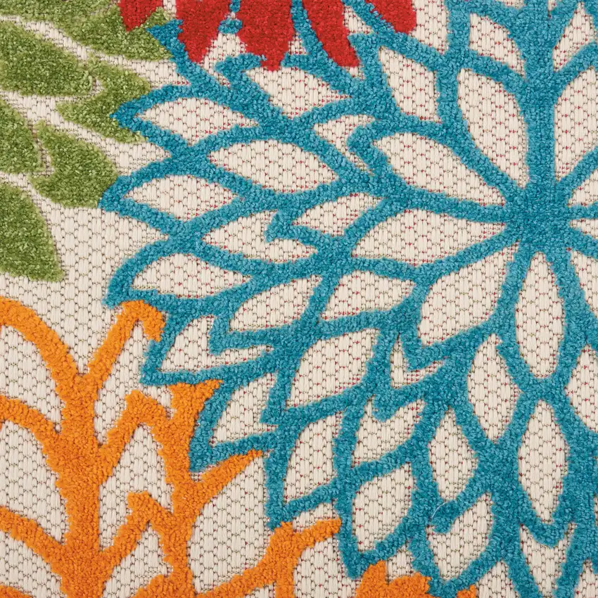 Green And Ivory Floral Indoor Outdoor Area Rug Photo 2