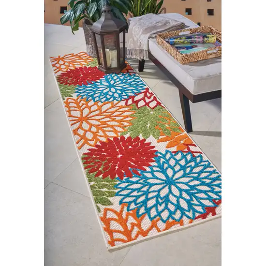 8' Green And Ivory Indoor Outdoor Area Rug Photo 4