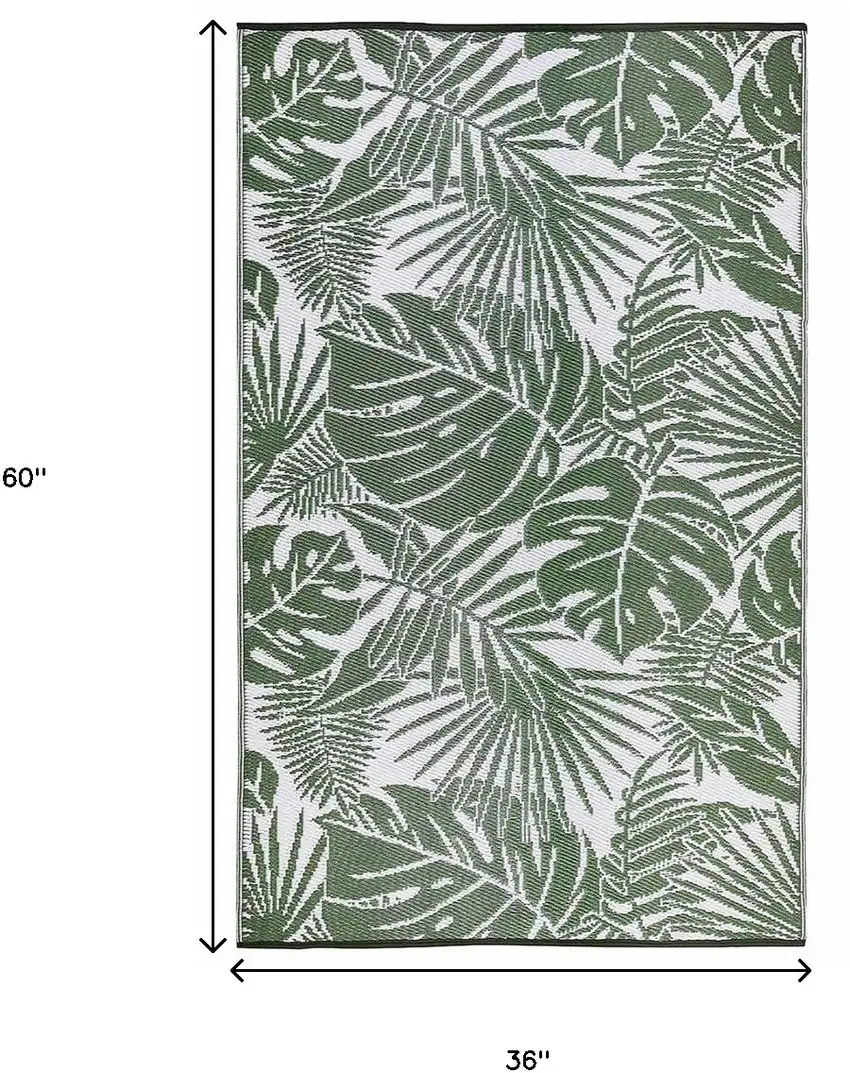 Green Floral Machine Braided Distressed Area Rug With UV Protection Photo 3